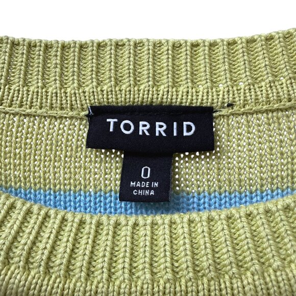 Torrid Sweater Large (Torrid 0) Harley Pastel Stripe Cotton Blend Crew Neck - Picture 5 of 12